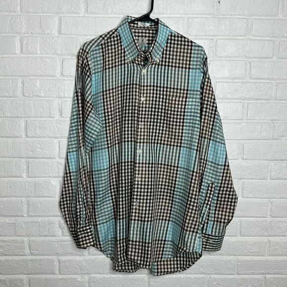 Peter Millar Other - Peter Millar Men's Long Sleeve Button Down Cotton Blue Plaid size Medium